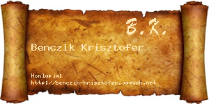 Benczik Krisztofer névjegykártya